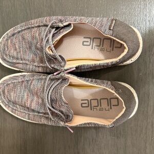 Hey Dude Brown and Pink Woven Shoes